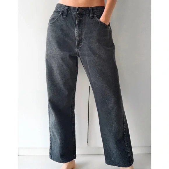 ‼️SOLD‼️ Vintage Rustler 90s worn in faded black boyfriend jeans - Picture 1 of 8